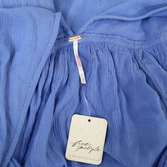 Free People Free-est Almost Heavenly Maxi Dress V Neck Tiered Blue S NWT 283689 - Picture 7 of 7